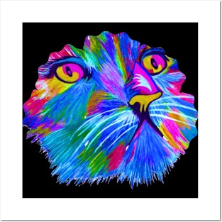 Neon Cat (shirt back) Posters and Art